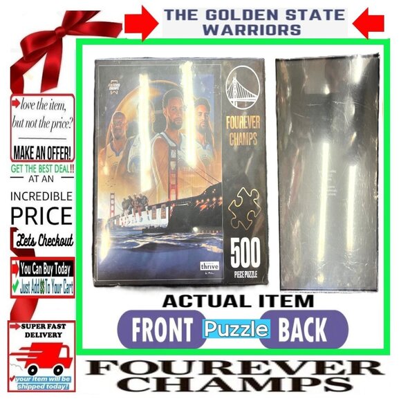 🛑 GOLDEN STATE WARRIORS ➕🆒 PUZZLE Fourever Champs NBA 500 Piece 💸BUY NOW‼️ - Picture 3 of 14